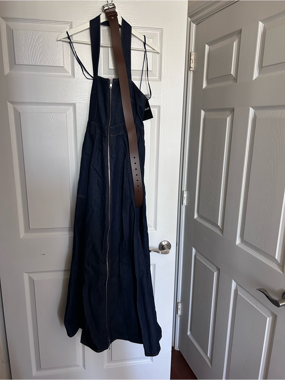 NWT NICHOLAS Anastasia Utility Halterneck Denim Indigo Midi Belted Dress 2 - Picture 13 of 17